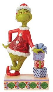 The Grinch by Jim Shore Grinch Leaning On Stacked Gifts Figurine