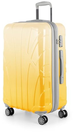 suitline - Hartschalen-Koffer Koffer Trolley Rollkoffer Reisekoffer, TSA, 66 cm, ca. 58 Liter, PC glänzend, Gradient Design Verlauf, Safari Sunrise