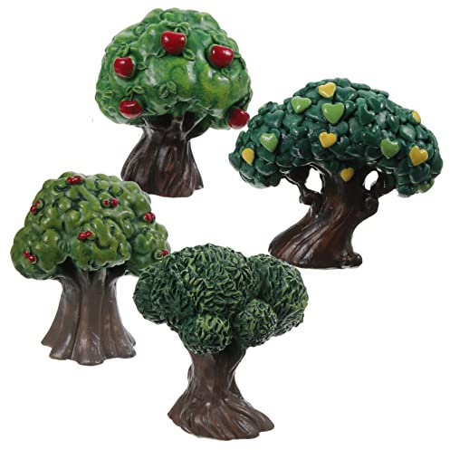 Operitacx 4 Stück Simulation Apfelbaum Simulationsbaummodell Miniaturdekoration Artificial Tree inneneinrichtung Pflanzendekor Ornament Baumbaumodell Mini-Baummodell Obstbaum Modellbaum Bahn