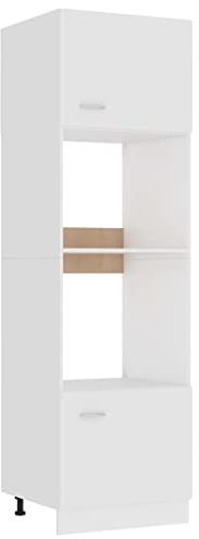 RAUGAJ Furniture Home Tools Meuble micro-ondes en bois Blanc 60 x 57 x 207 cm