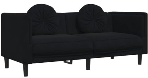 vidaXL Sofa, Polstersofa mit Kissen 2-Sitzer, Zweisitzer Loungesofa Designsofa für Wohnzimmer, Couch Wohnzimmersofa, Modern, Schwarz Samt