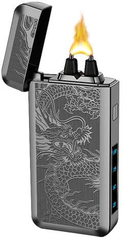 YOZWOO Encendedor Eléctrico Mechero Electrico Recargable Mechero Plasma Encendedores De Arco De Alta Potencia Encendedor De Camping a Prueba De Viento Apto para Uso Exterior（Negro Dragón）