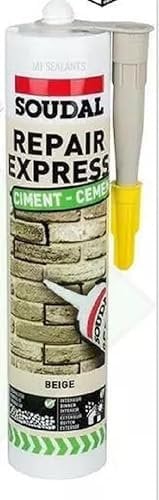 Soudal Repair Express Cement Acrylic Sealant Cartridge Tube Joint Gap and Crack 290ml DIY Masonry Concrete Masonry Concrete Stairs (Beige)