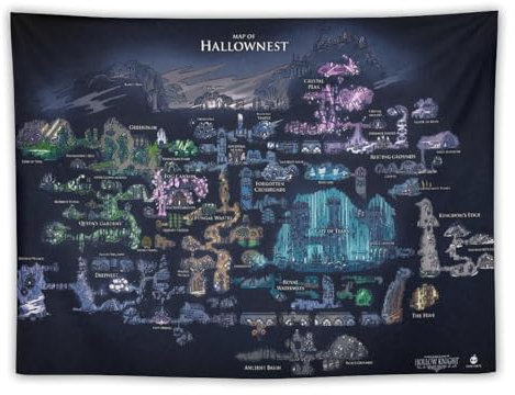 Hollow Knight RPG Game Map Poster Tapisserie, Drucke, Zimmer, ästhetische Wandkunst, Schlafzimmer, Heimdekoration, 76,2 x 101,6 cm