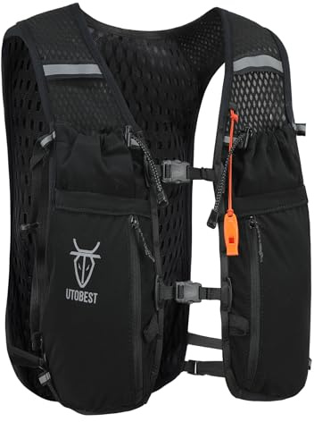 UTOBEST Laufweste 10L, Laufrucksack, Herren Damen Ultraleicht Trinkrucksack, Verstellbare Brustgurte, Reflektierender Trinkrucksack mit Handyhalterung
