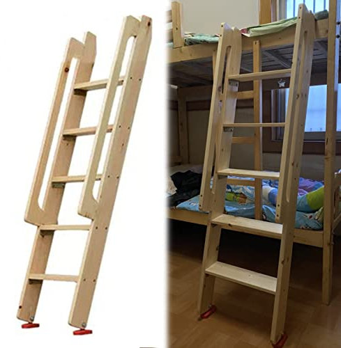 LSBBTBYA Bunk Bed Ladder Wooden Bunk Bed Ladder with Handle, Stable Safety Wooden Bed Side Ladder for Attic/Stairs/Top Bunk/Camper/Dorm, Easy to Assemble (Size : 5 Step 150cm/59)