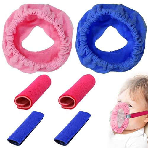 Cpap Gurtbezüge Gesichtspads 4 Stück Cpap-Maske Gurtabdeckungen Cpap Gesichtspads Cpap-Gurt Komfortpolster Geeignet für Schlafapnoe-Maskenkissen mit 2 Masken (Rosa Und Blau)