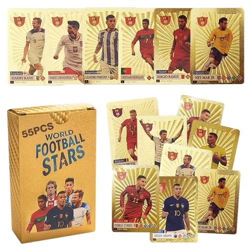 FENGQ 55 carte da calcio della Coppa del Mondo, carte da calcio, UEFA Champions League, carte da calcio, carte da collezione per bambini e adolescenti adulti