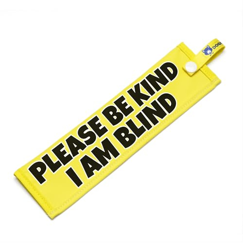 Please Be Kind – I Am Blind Lead Sleeve – High Visibility Awareness Wrap for Blind Dog Walks – Bright Yellow Space Request with Secure Snap Attachment – Waterproof Durable Design