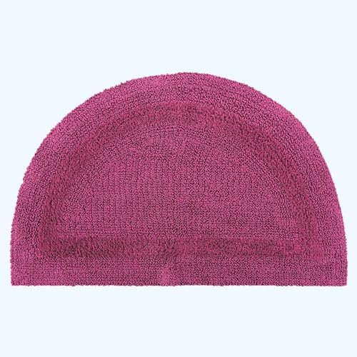 HOMESCAPES Tapis de Bain Demi-Lune 1600 g/m², Extra Doux, 100% Coton, réversible, antidérapant, Lavable, Super Absorbant, séchage Rapide, Tapis Demi Cercle 50x80 cm Framboise