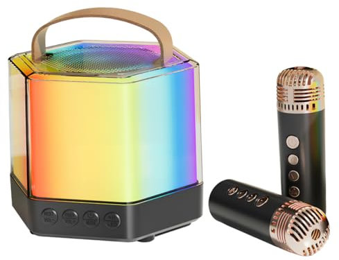 Sosoport Ensemble De Microphones Haut-Parleur avec Microphone Machine De Karaoké pour Enfants pour Les Filles Microphone avec Haut-Parleur Micro De Karaoké Abdos Noir