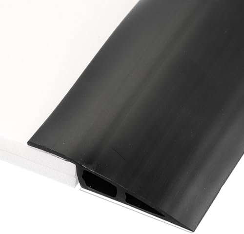 sourcing map Floor Transition Strip 6.5ft Self-Adhesive Flooring Edge Trim Strip for Uneven Floors Gaps from 1/4 to 3/8, Black
