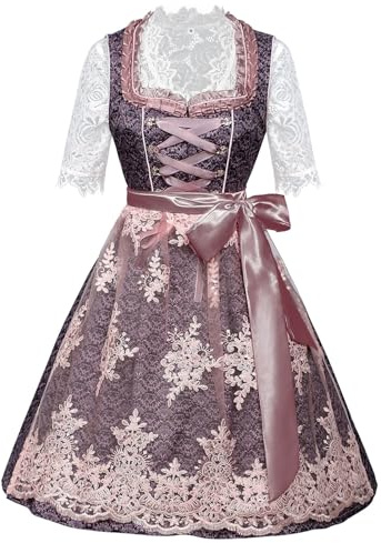 TOFOTL Dirndl Damen Komplett-Dirndl Mit Bluse Schürze 2025 Trachten Modern Kleid Für Oktoberfest