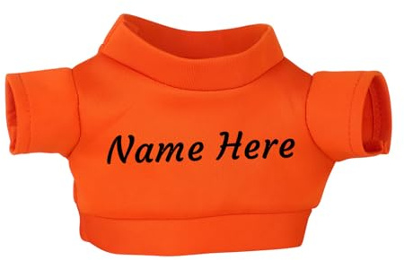 Personalisierte Bärenkleidung, Plüschpuppen-T-Shirt mit Namen für Stoffbärenpuppen 20–30 cm (Orange)