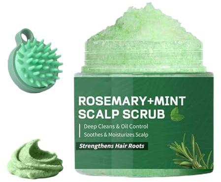 Rosemary Scalp Scrub with Mint Oil, Cleansing Nourishing, Dandruff and Build-Up Remover, Scrub Cream with Scalp Massager for Dandruff Prone Oily Hair & Dry
