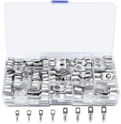 130Pcs Battery Terminal Connectors,8 Type Copper Electrical Connectors | Battery Cable Connectors,SC Ring Terminals Connectors with Spy Hole Assortment Kit,Wire Cable Lugs for Boat & Car