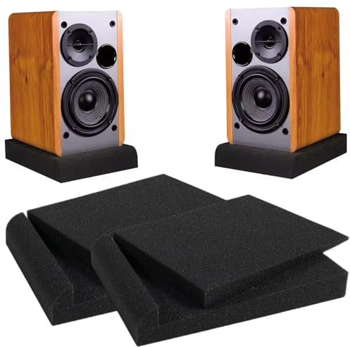 Studio-Monitor-Isolationspads, 2 Stück, 10, 2 cm (4 Zoll), Lautsprecher, Akustikschaum, hochdichte, verstellbare, abgewinkelte Schallisolationspads, Studio-Monitor, Akustikschaum-Lautsprecher