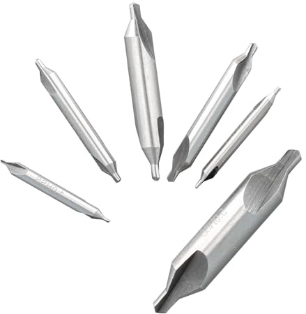 6 PCS Center Drill Bits Set, HSS Metal Drill Bits, High Speed Steel, 60 Degree Self Centering Drill Bit, Centre Drill Bit, for Lathe Metalworking, Wood Lathe Accessories 1.0/1.5/2.0/2.5/3.0/5.0