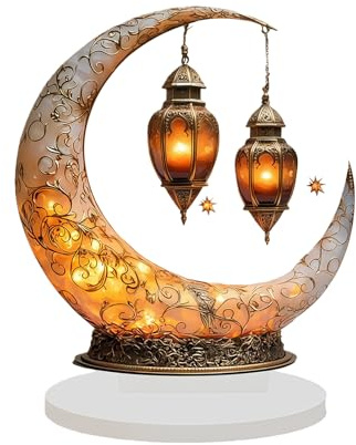 Table Centerpiece - 2D Acrylic Arabic Moon Decoration | 13x8cm Lunar Ornament with Elegant Design, Acrylic Material for Festive Gathering, Party Desk, Bookshelf, TV Cabinet, Entryway, Dining Room, Liv