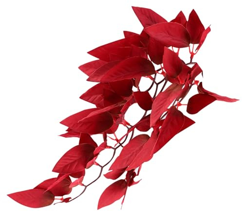 HOMSFOU Plante Artificielle en Rotin Réaliste Rouge, Décoration Aquarium Poissons Rouges, Accessoire pour Aquarium Betta, Plante Aquatique Artificielle pour Terrarium et Bassin, Ornement