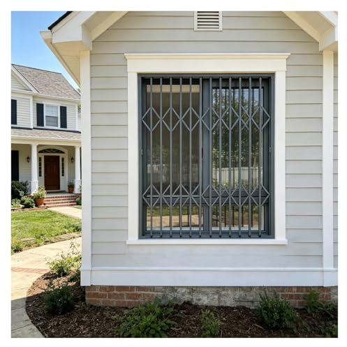 Rejas de seguridad plegables verticales de aleación de aluminio para ventanas, con cerraduras retráctiles, ideales para patios, casas y apartamentos.(W28xH24in/70x60cm)