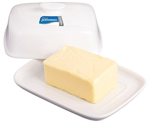 Kitchen Craft Mantequera, Porcelana, Plateado, 14.2x10.9x7.5 cm