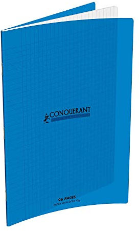 CONQUERANT Cahier Classique 24x32cm Grands Carreaux Seyès 96 Pages Agrafées Couverture Polypro Bleu