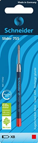Schneider 77342 Slider 755 Kugelschreibermine (ViscoGlide-Technologie, XB=Extrabreit) 1er Blisterkarte, rot