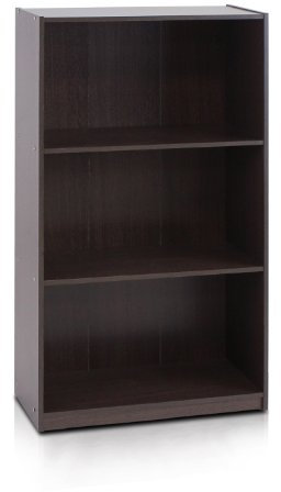 Furinno Basic 3-stufiges Bücherregal mit Aufbewahrungsregalen, Dunkelbraun