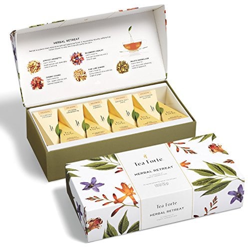 Herbal Retreat Organic Citrus And Fruit Herbal Tea, Petite Presentation Box, Sampler Gift Set With 10 Handcrafted Pyramid Bag Infusers, Caffeine Free, 10 Count (Pack of 1)