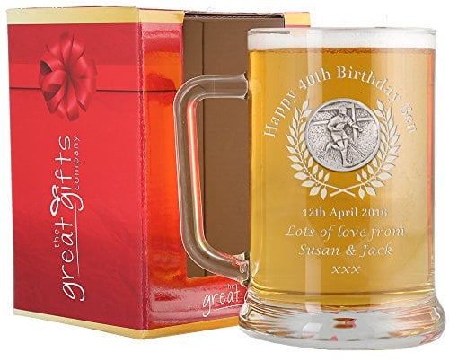 The Great Gifts Company Rugby Player Feature 40th Birthday Pint Glass Tankard in a Presentation Box