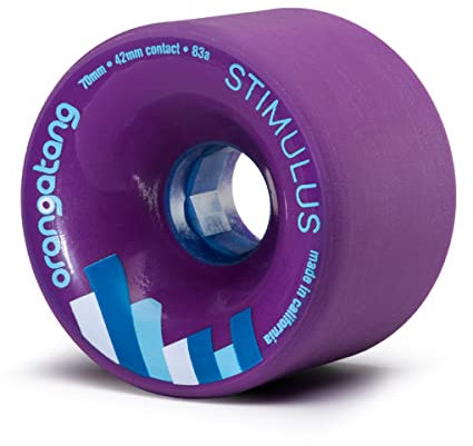 Orangatang Stimulus 70 mm 83a Freeride Longboard Skateboard Wheels w/Loaded Jehu V2 Bearings (Purple, Set of 4)