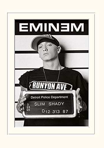 Pyramid International Eminem (Mugshot) Mounted Print, Multi-Colour, 30 x 40 cm