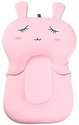 Tampon de bain pour bébé Baignoire Moonvvin, coussin de bain flottant pour bébé et coussin de bain pour nouveau-né (Lapin rose sans crochet)