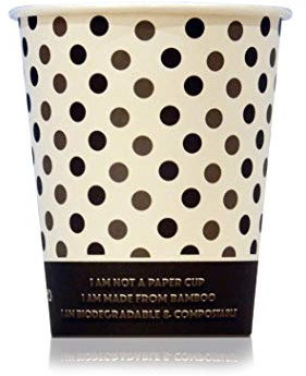 Lot de 100 gobelets en bambou respectueux de l'environnement : 100 tasses à café en papier de bambou biodégradables et compostables avec agitateurs biodégradables en bois gratuits (340 ml)