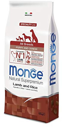 MONGE Natural Superpremium All Breeds Puppy & Junior Lamm & Riso – Angebot 2 Säcke 12 kg