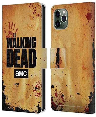 Head Case Designs Officially Licensed AMC The Walking Dead Stacked Logo Leather Book Wallet Case Cover Compatible With Apple iPhone 11 Pro Max