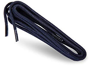 Kaps Cordones Redondos Encerados, Cordones de 100% algodón natural, Cordones Elegantes para Zapatos de Vestir y de Diario, Hecho en Europa (75 cm - 4 a 5 pares de ojales / 57 - Azul Marino)