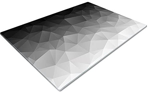 Glass Chopping Board | Non Slip Worktop Saver for Kitchen | Small Geometric Black Grey Cutting Board