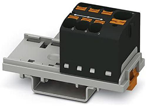PHOENIX CONTACT PTFIX 10/6X4-NS35 BK Verteilerblock, 800 V, 63 A, Anzahl der Anschlüsse 7, Querschnitt 0,2 mm²-6 mm², AWG 24-10, Breite 28,6 mm, Schwarz, 8 Stück