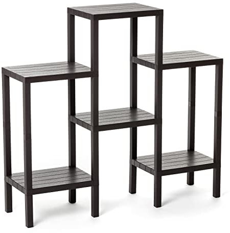 Tatay 1201500 Estantería Lombok Modular, 6 estanterías, de Polipropileno, Libre de BPA, Acabado Efecto Madera, Max 10KG por Balda, Fácil Montaje. Color Marrón, Talla Única