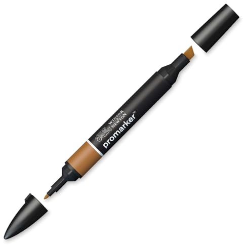 Winsor & Newton 0203636 ProMarker Professioneller Layoutmarker - 2 Spitzen, fein & breit für Zeichnungen, Design & Layouts - Kaffee