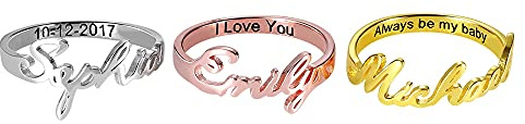 Personalisierte 3d name ring versprechen ring hochzeit band benutzerdefinierte gravur platin/gold/rose vergoldet 925 sterling silber geschenk für frauen