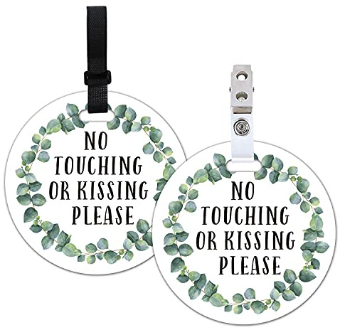 Do Not Touch Baby Signs-Stroller Tag, 2 Pack Greenery No Touching or Kissing Baby Sign, Stop No Touching Baby Car Seat Sign or Stroller Tag for Newborn Baby (5 Inches)