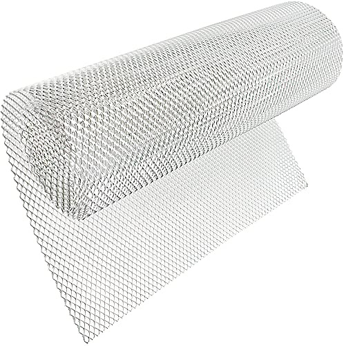 Modengzhe Car Grill Mesh Sheet, Silver, Aluminium, 47 x 15.7 inches, Universal Fit, Protects Engine Bay, DIY Crafts