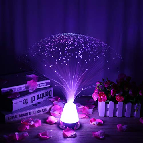 OSALADI Fibre Optic Ice Light 13 Inch Led Colour Changing Sensory Mood Lamp with Crystal Base Battery Powered Indoor Decorative Lighting