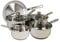 Acense Cookware Set, Induction Cook Set, Includes Milk Pan/Sauce Pan/Frying Pan with Lids, Pack of 5, High Quality Food Grade Stainless Steel, Easy to Clean, Dishwasher Safe (Silver)