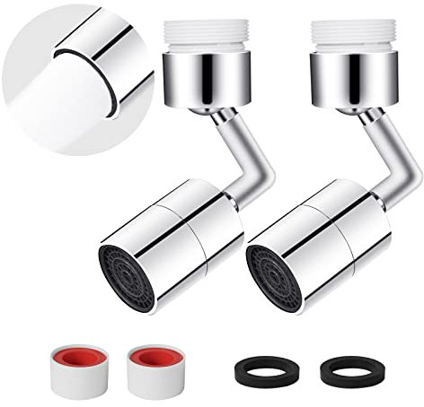 Ainiv Aeratore Rubinetto, 2 Pezzi 720° Girevole Lavello Rubinetto per Aeratori, Gorgogliatore Rompigetto Rubinetto in ABS con 1 Modalità, Rubinetto Filtro Regolatore Testa Ugello Per Cucina Bagno