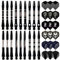 JpGdn Dart-Schäfte aus Metall und Flights, Set in Schwarz, Aluminium, Dart-Schäfte, Wurfzubehör für Dartspiele, 36 Stück