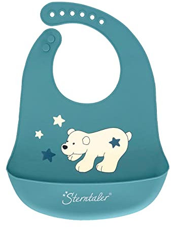 Sterntaler Baby Unisex Silikon Lätzchen Eisbär Elia - Kinderlätzchen - Dunkeltürkis